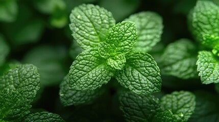 Close-up of vibrant mint leaves showcasing rich green textures and details