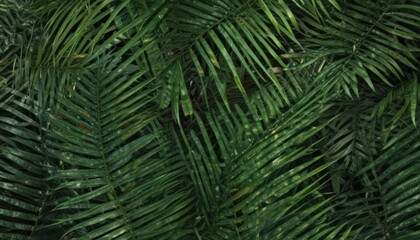 Intricate emerald palm frond texture, lush tropical detail  ,  background,  macro photography