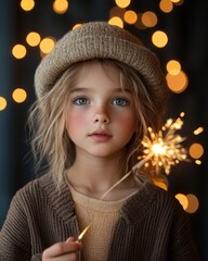 Young girl with sparkler