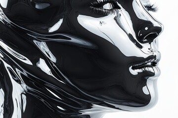 Abstract metallic woman's face