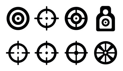 Fototapeta premium Simple black target and crosshair icons set for aim and accuracy