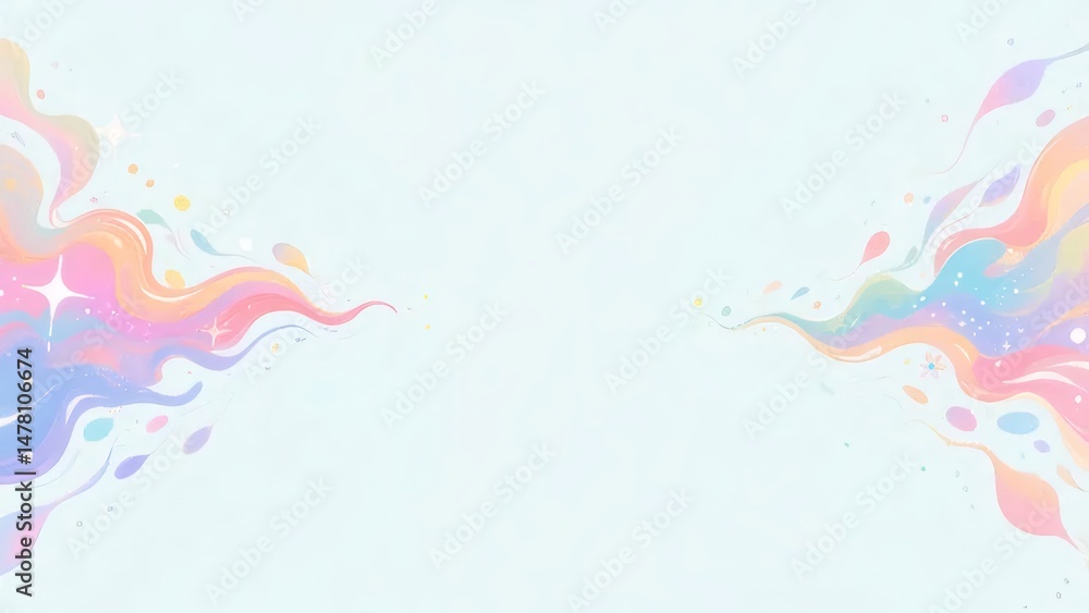 Aufkleber pastel abstract background with wavy fluid shapes gradient light blue and soft multicolor design
