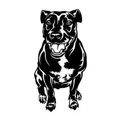 Naklejka premium Pitbull Terrier Dog Breed - Pet Vector Cut file, Dog Silhouette Stencil - Cricut file