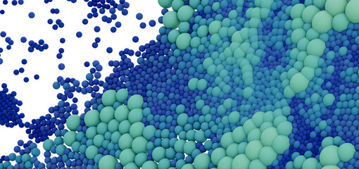 Abstract background of blue and green spheres. Ideal for technology, science, or design projects.