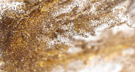 Gold Glitter Particles Burst Abstract Background