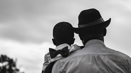 Father and Son in Bow Ties and Fedoras at Derby Festivities