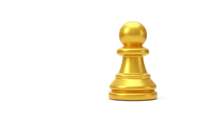 Golden Chess Pawn Strategy Success Luxury on White Background