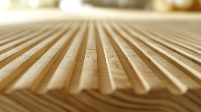 Close-Up of Textured Wooden Surface with Parallel Grooves