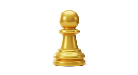 A gleaming golden chess pawn symbol of strategy and potential isolated on white 3D render