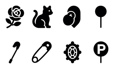 Nature and daily life icons set – silhouette, filled, isolated symbols and signs