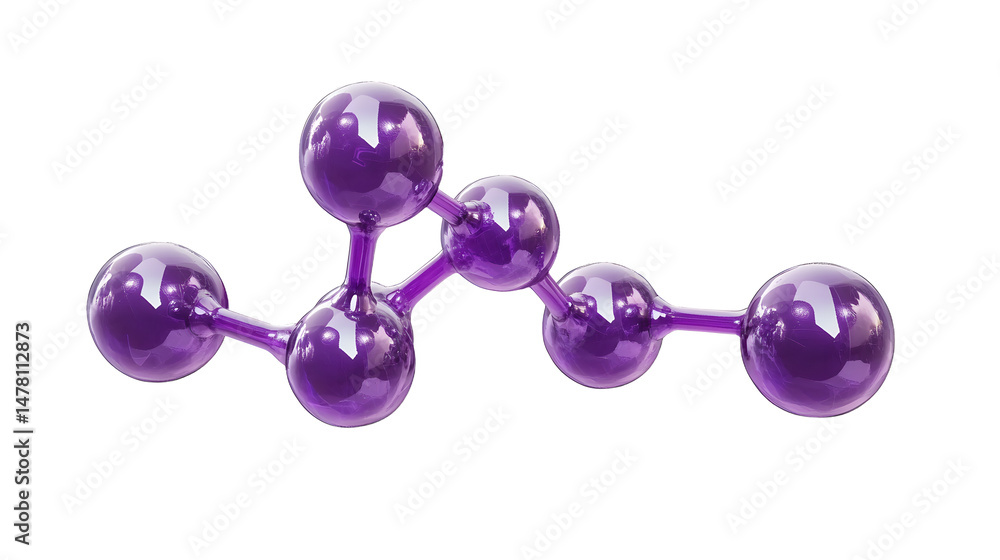 Poster purple molecule structure 3d render icon isolated on transparent background cutout