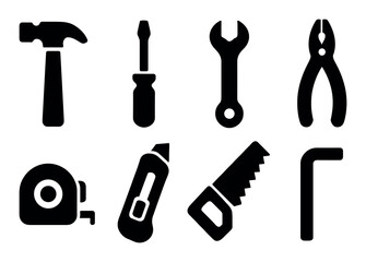 Fototapeta premium Silhouette illustrations of various hand tools for diy projects