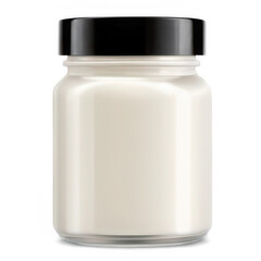 White jar with black lid on transparent background  