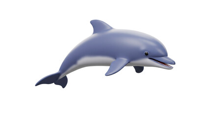 Obraz premium Playful dolphin leaping 3D render isolated white background smooth curves joyful marine mammal