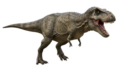 Powerful Tyrannosaurus Rex roaring isolated on white background detailed 3D render