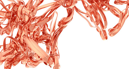 Rose gold metallic ribbons swirl abstract background. Perfect for modern designs.