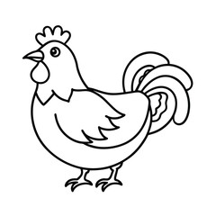 coq au vin outline drawing vector