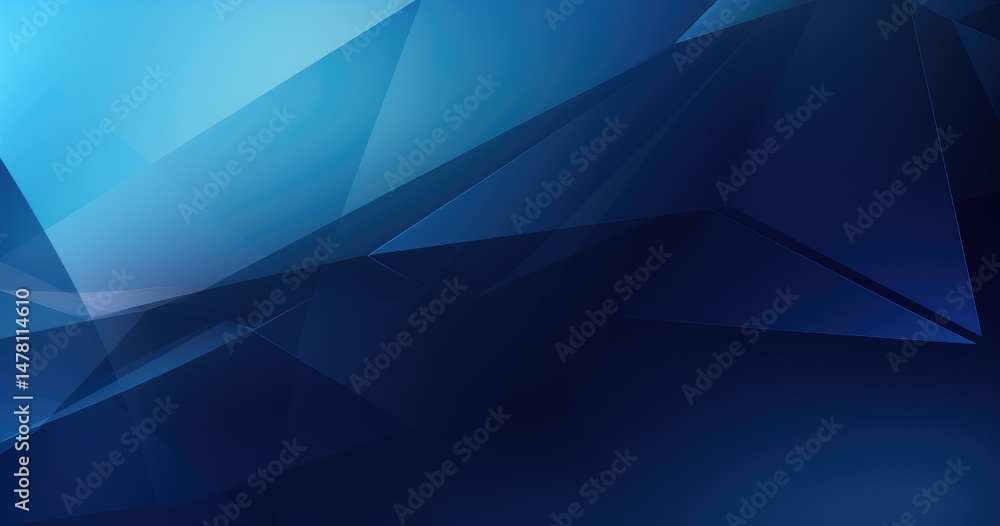 Wall mural blue background with abstract geometric shapes and lines in dark blue color, forming an elegant tria