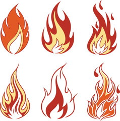 Stylized Fire and Flame Vector Set