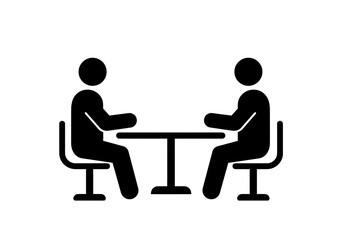 Meeting at table, simple icon isolated on transparent background