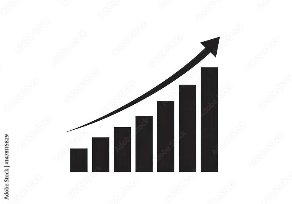 Poster growth chart with arrow isolated on transparent background