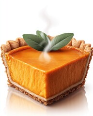 Slice of warm pumpkin pie