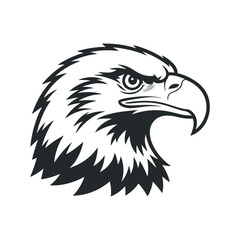 Majestic Bald Eagle Head Profile Vector Illustration Black and White Graphic Design