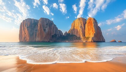 Sunrise over rocky coast
