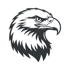 Stylized Eagle Head Profile Vector Illustration Black and White Graphic Design