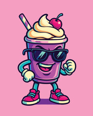 Obraz premium Happy Milkshake cartoon mascot character
