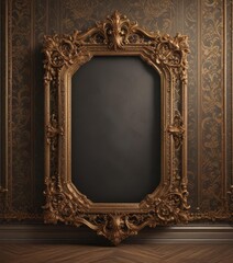 Ornate vintage frames, damask backdrop  Intricate details, luxury feel , vintage frame,  luxury