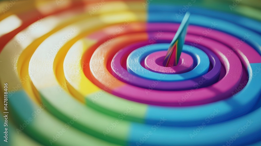 Poster Abstract colorful concentric circles target.