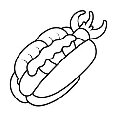 lobster roll outline vector illustration
