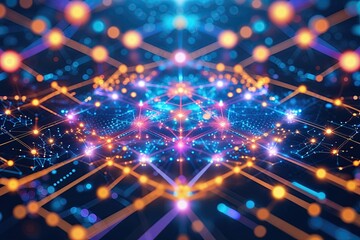 Obraz premium Vibrant Blockchain Visuals for Cryptocurrency and Digital Asset Investment