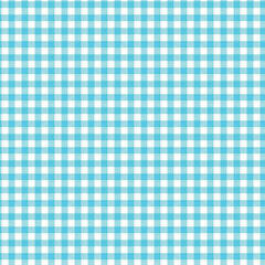 Cyan and white gingham seamless pattern with checkered squares for modern textile design and surface backgrounds