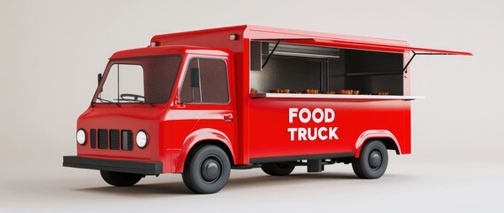 Classic Red Food Truck: A Vintage-Style Culinary Scene