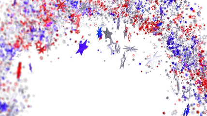 Red, white, and blue stars burst. Perfect for 4th of July, Memorial Day, or other patriotic designs.