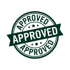 Dark Green Approved Stamp with Ribbon and Stars for Quality Certification