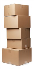 Collection of Brown Cardboard Boxes in a Neat Stack for Moving or Storage