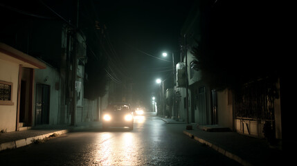 street view of a city district during blackout