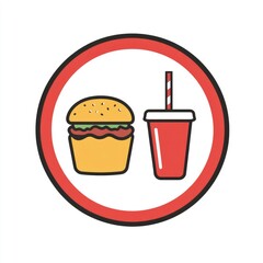 Classic Burger and Soda: A Cheerful Line Art Illustration