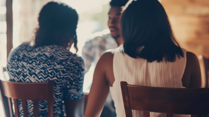 Friends Engaged in a Lively Debate at a Cozy Café Setting
