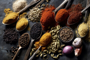 close-up of assorted ground spices