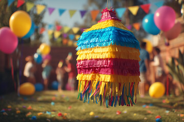 brightly colored traditional Mexican piñata