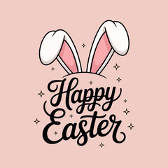 Fototapeta premium Happy Easter Bunny Ears Design Pink Background Festive Spring Holiday Greeting