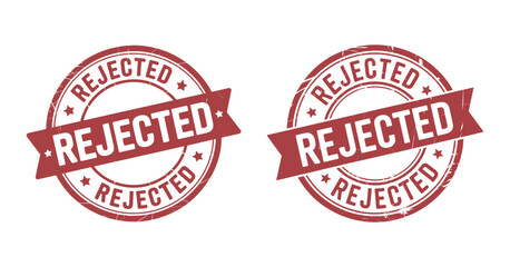 Two Red Rejected Stamps with Banner and Grunge Texture for Application Denial
