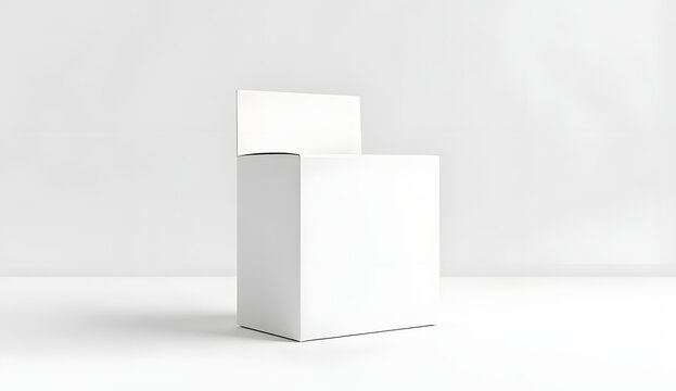 Minimalist White Condom Box on Clean Background, Blank Packaging Design for Contraceptives, White Foil Condom Box Mockup on White Surface, Sleek Unbranded Condom Pack Display, Discreet White Packaging
