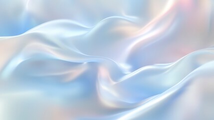 Obraz premium Abstract iridescent blue and white silk fabric waves.