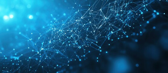 Abstract Blue Network: Glowing Nodes and Connections