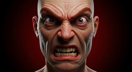Obraz premium Furious Man Screaming with Intense Anger Close-up